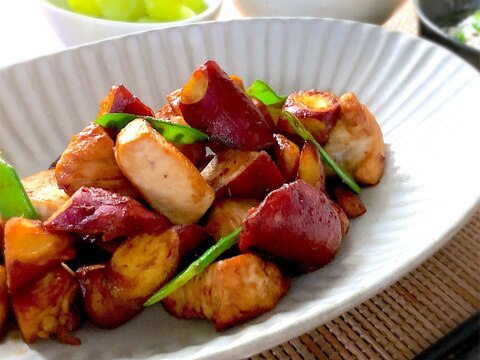 さつまいもと鶏むね肉の甘辛炒め